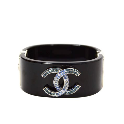 chanel cuff bracelet blue black resin|Chanel cuff bracelet dupe.